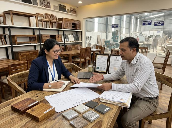 QualityLink Global supplier verification meeting reviewing factory licenses, technical drawings and material samples